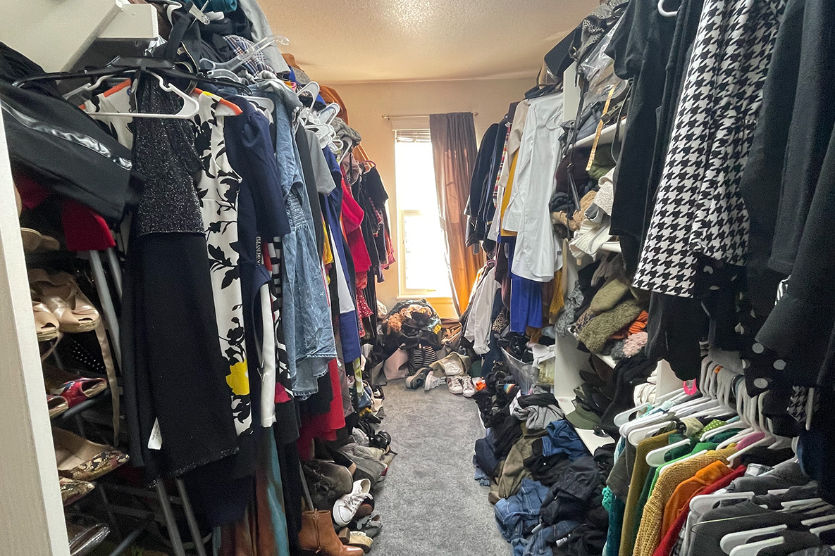 closet organizing before